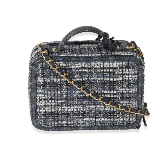 Chanel Navy Tweed Python Filigree Vanity Case - Picture 3 of 9
